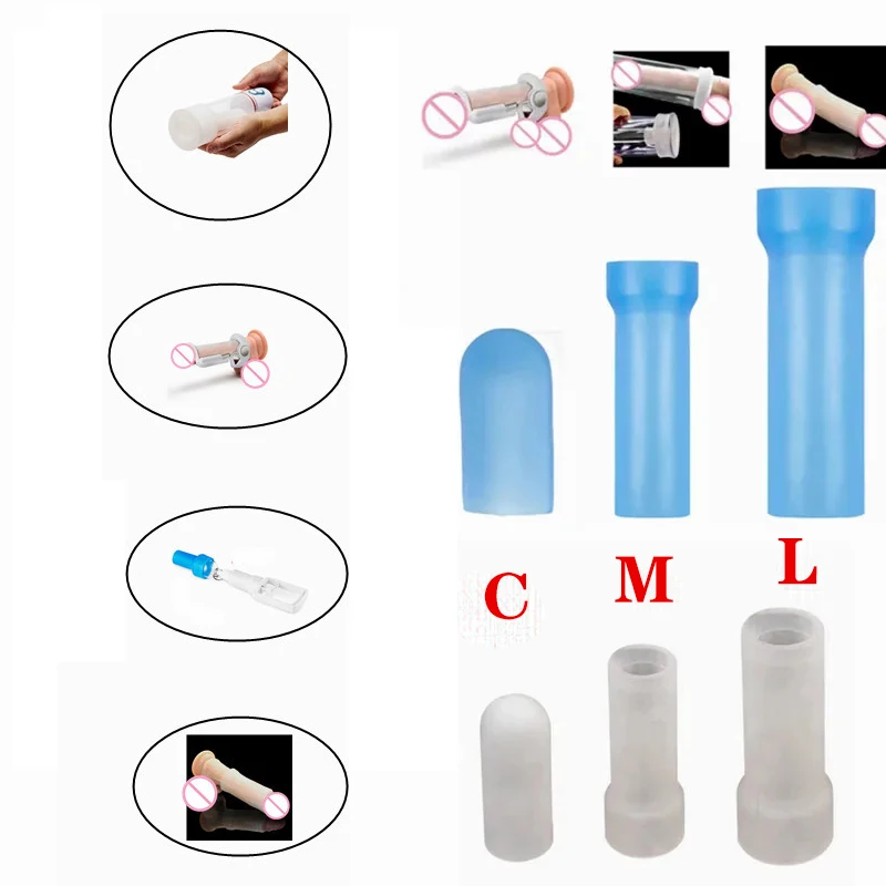Manchon en silicone pour extenseur de pénis, capuchon de protection de gland d'agrandissement de pompe, civière de remplacement de pénis, kit de serrage, jouets sexuels, S, M, L