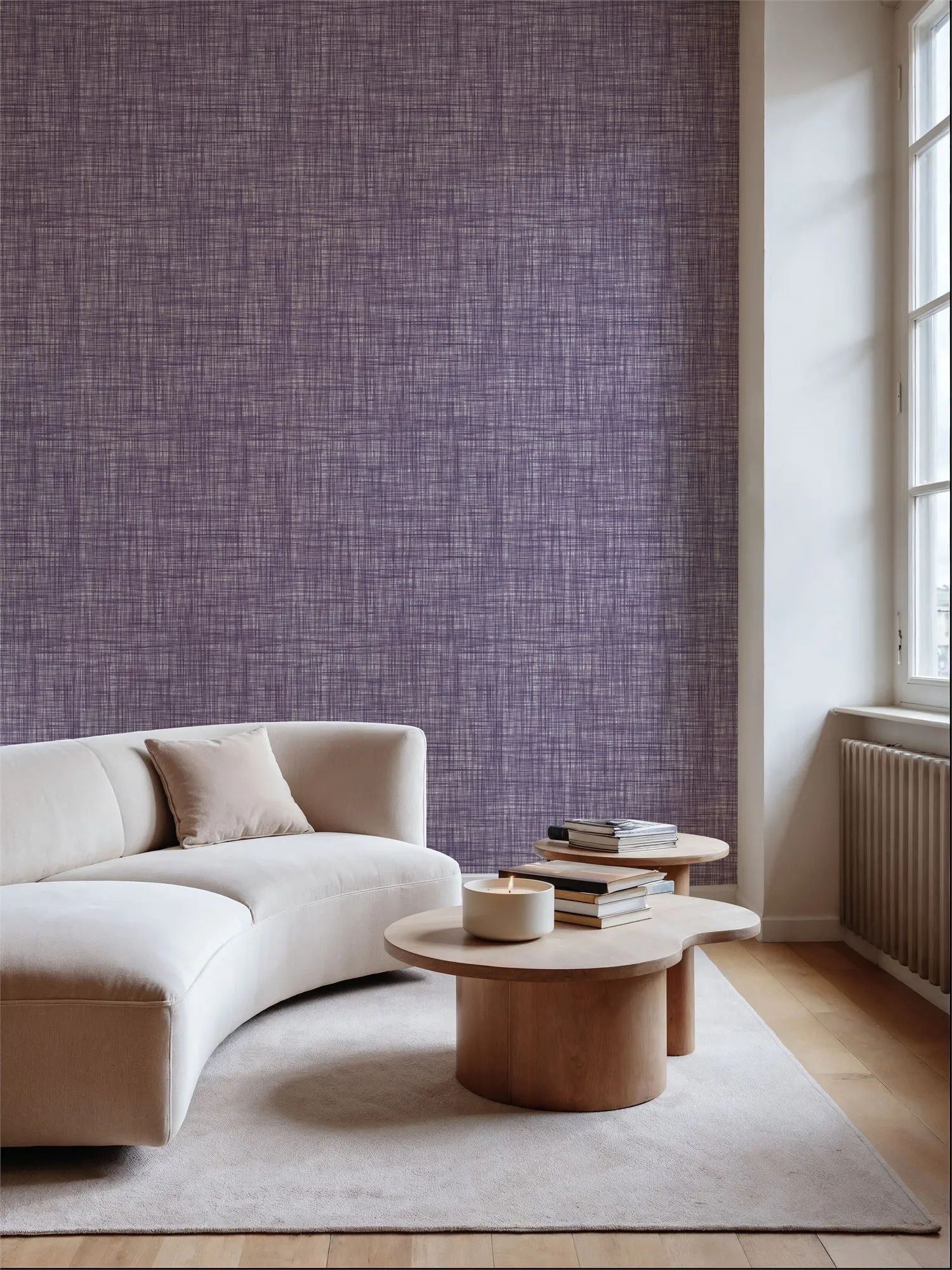 Mottled Linen Effect Grape Custom Wallpaper Wall Mural for Living Room