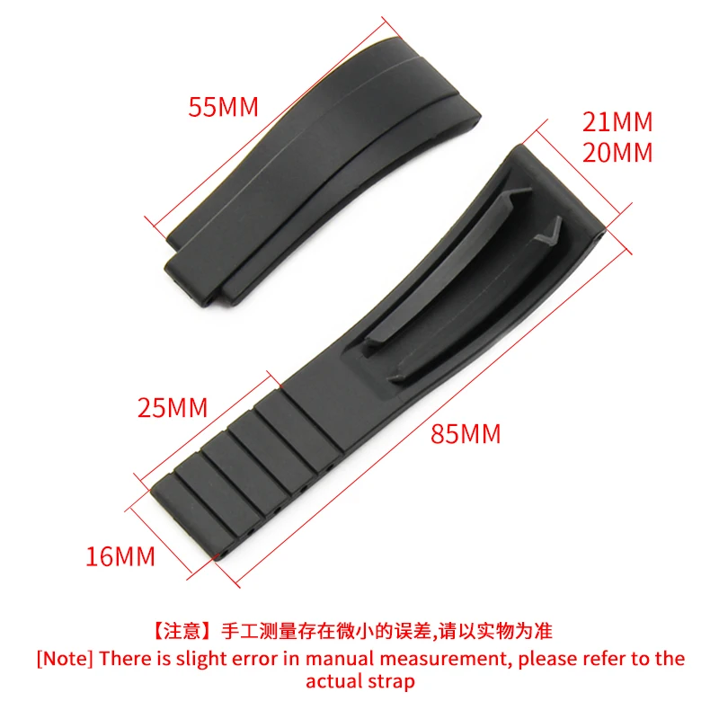 Special Convex Interface 20mm Watch Band for Rolex Daytona Black Green Water Ghost Yacht Log Dust Free Rubber Accessories