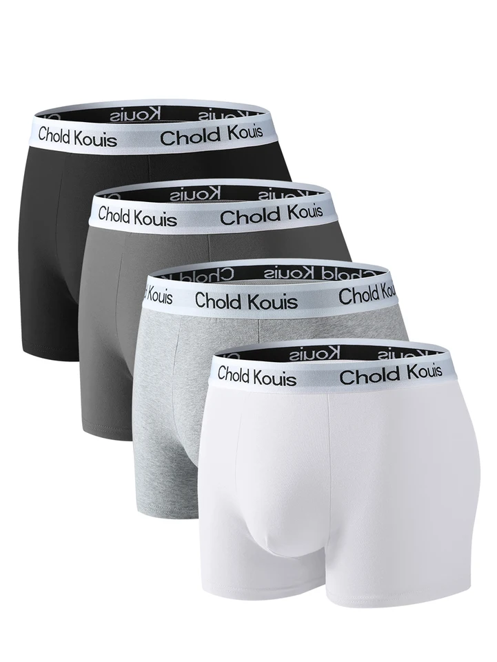 4pcs Men's Underwear, Comfortable, Soft Breathable Athleisure Boxer Underwear, Trendy Simple Hot-Selling Men's Boxer Underwear