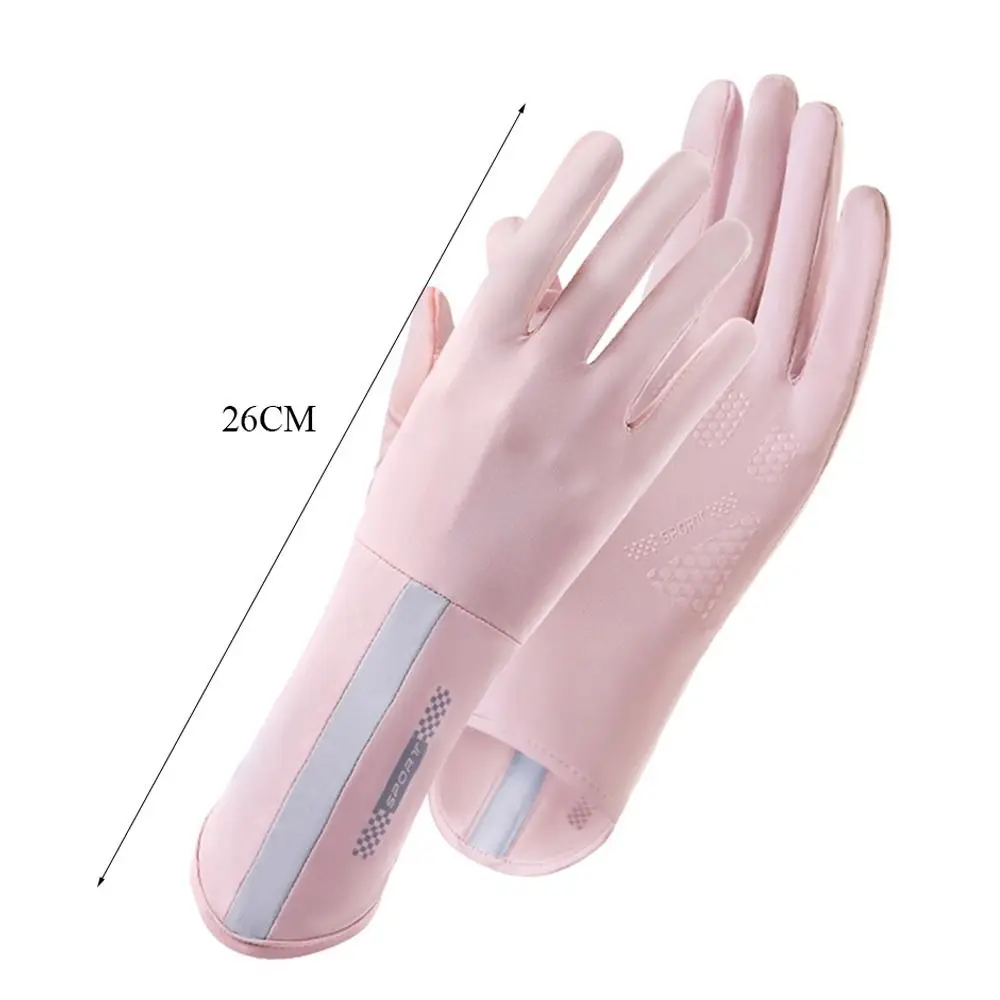 Elastic Sunscreen Gloves Mid-long Thin Ice Silk Sun Protection Gloves Slip Resistant Anti-UV Mittens Cycling Driving Gloves