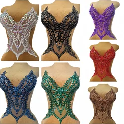 Appliques Magic,Hand Beaded Patches Patch with Glass Sew on Rhinestones Stones and Crystals,Sewing for Costums Wedding Dress 3D