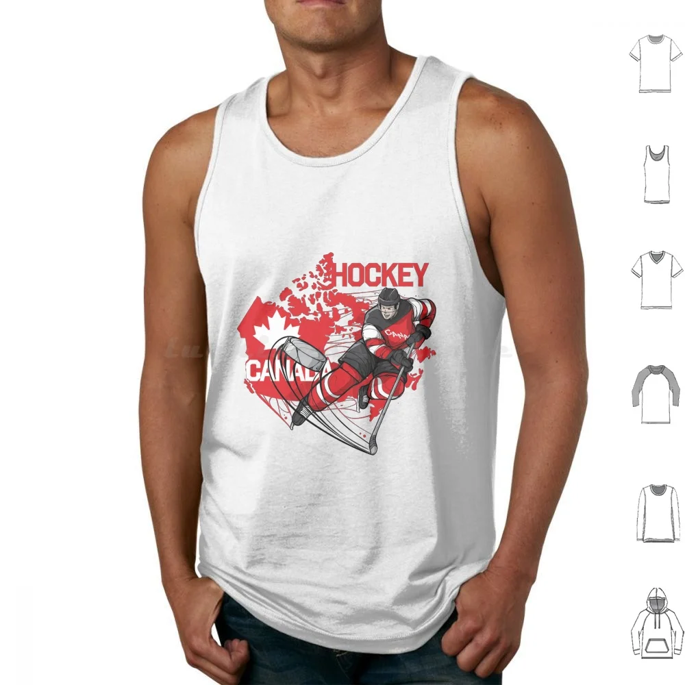 Ice Hockey Game Canada Team Player Tank Tops Print Cotton Sport Ice Ice Hockey Field Hockey Hockey Puck Hockey