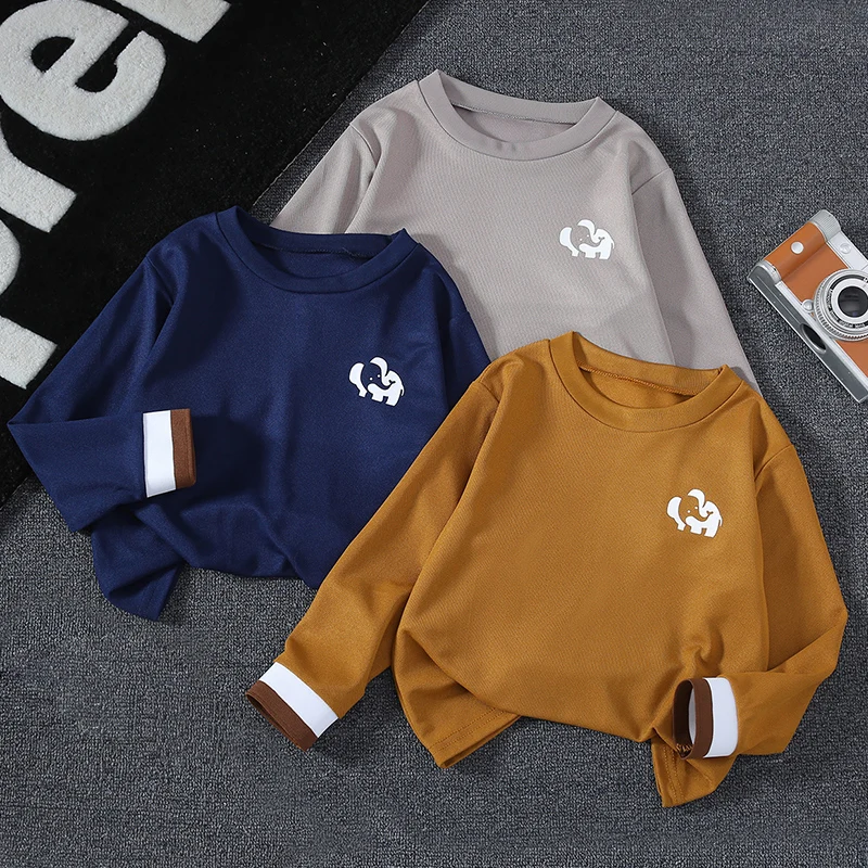 

1/3 Piece Autumn And Winter Children's Multi-color Basic Long Sleeved T-shirt For Boys And Girls Casual Round Neck Sports Shirt