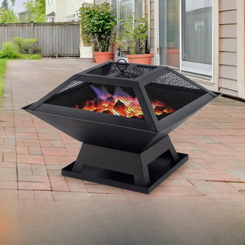 Outdoor square wood  Portable camping campfire  Picnic stove Tea burning charcoal oven Winter roasting
