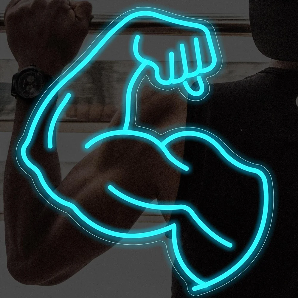 Muscular Arm Neon Sign Sports Theme LED Light Sign USB Powered,Wall Decor Sign for Home Garage Gym,Fitness Center, Sports Club