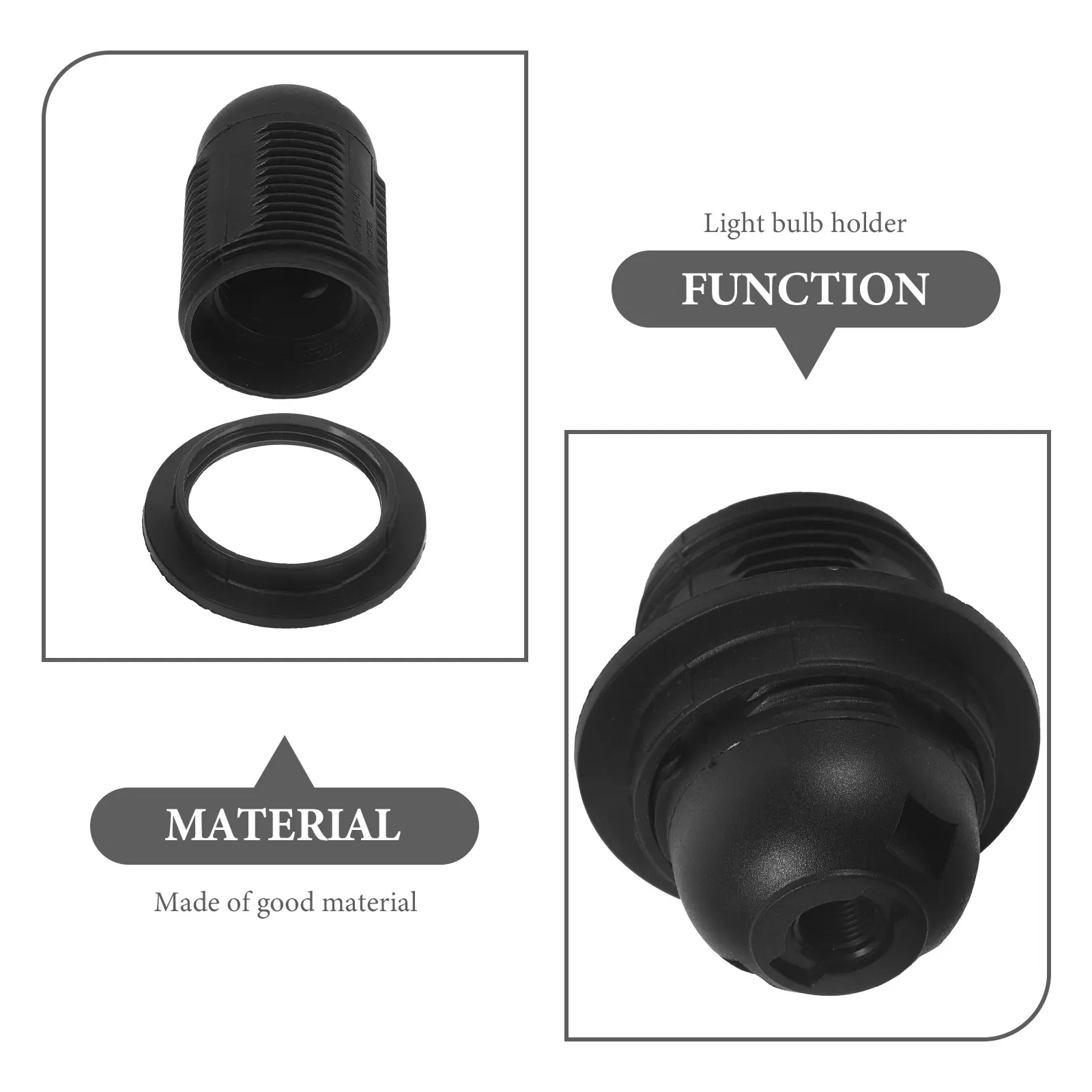 

E26 Lamp Holder Black Threaded Socket Base 250V Voltage Bulb Holder Light Socket Parts for DIY Lamps E26 Light Bulb Sockets