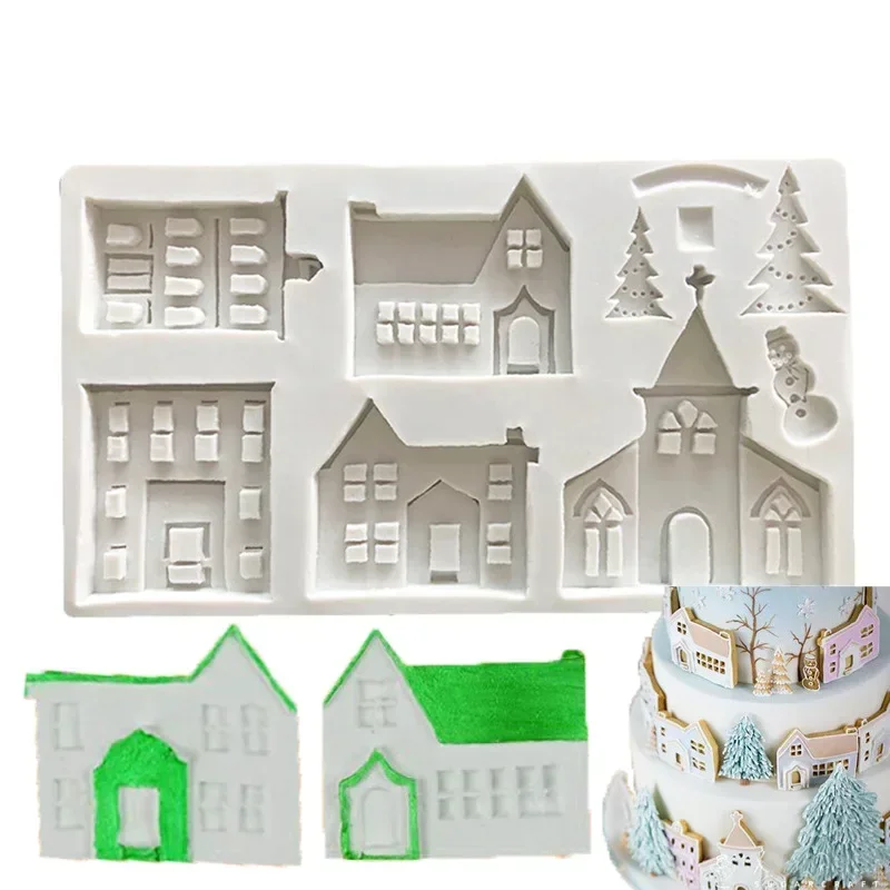 1 Pcs European Style Castle Church Architectural Model Silicone Mould Decorations Art Mold DIY Craft Tools Accessaries