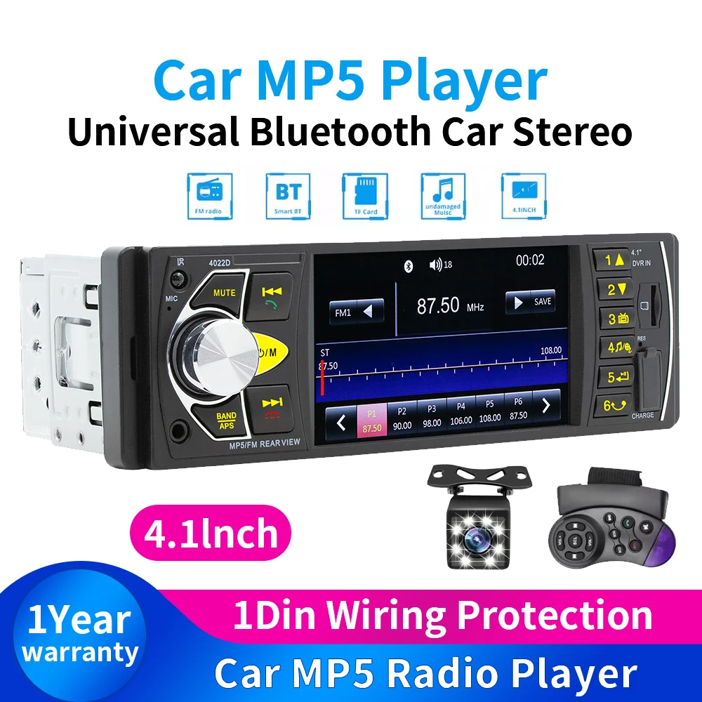 

4.1" HD IPS Screen car Radio MP5 player smart BT FM USB AUX car radio Hands-free colorful lights Video output Vehicle player 12V