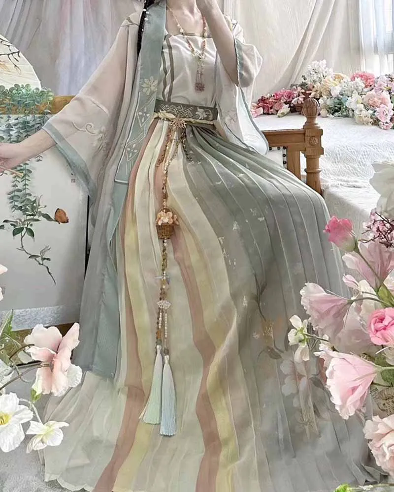 Chinese Hanfu Dress Women Cosplay Costume Summer Party Outfit Ancient Traditional Vintage Song Dynasty Summer Printed Hanfu Suit