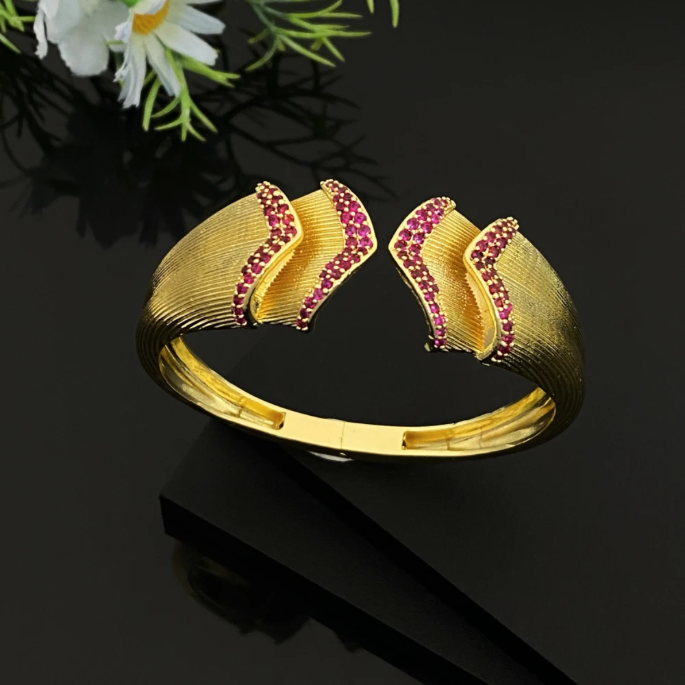 

JRH Women's Fashion Jewelry Set Gold Plated Brass Necklace Earrings Bracelet Ring with High Quality CZ for Party And Eid Gift