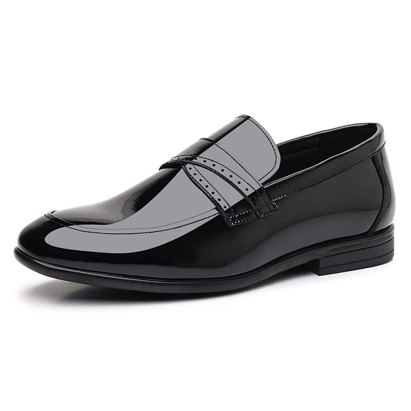 

Spring Autumn New Patent Leather Shoes for Men Solid Color Fashion Wedding Shoes Male Low Top Casual Loafers Man