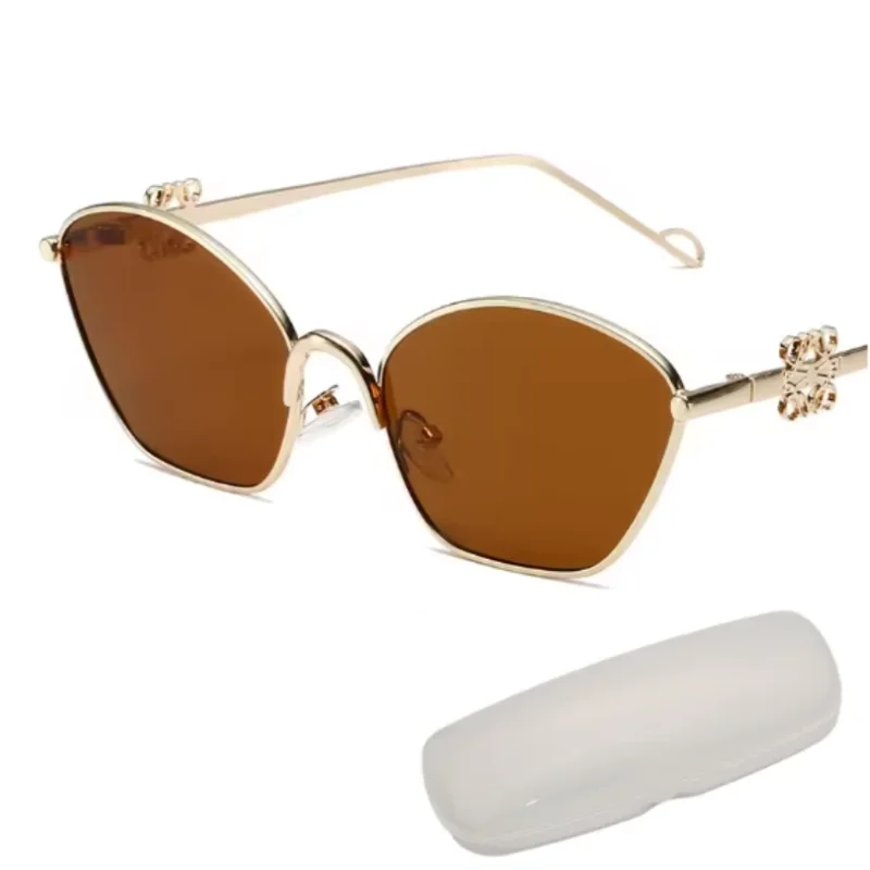 2025 Lunettes de soleil élégantes et premium pour femme pour la protection solaire - Monture en métal doré avec lentille dégradée