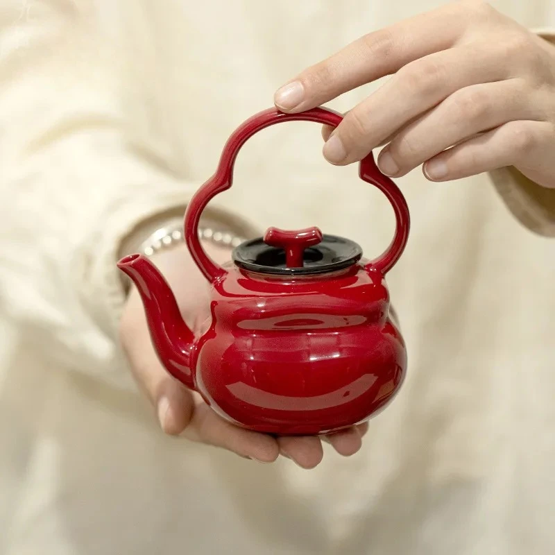 

Pigmented Red Tea Pot Tea Brewing Kettle Infuser Teapot Ceramic Set Porcelain Teapots Yixing Gong Fu Jug Gongfu Puer Kettlepot