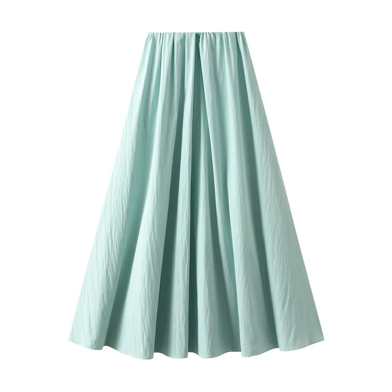 Tencel Ice Silk Skirt Women's Elastic High Waist Thin Long Summer Skirt A-line Umbrella Skirt Big Swing French Dress Streetwear