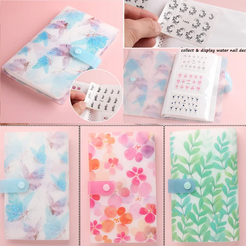 120/240Slots Simple And Fresh Nail Shop Sticker Storage Book Album Card Package Button Type Manicure Stickers Manicure Notebook