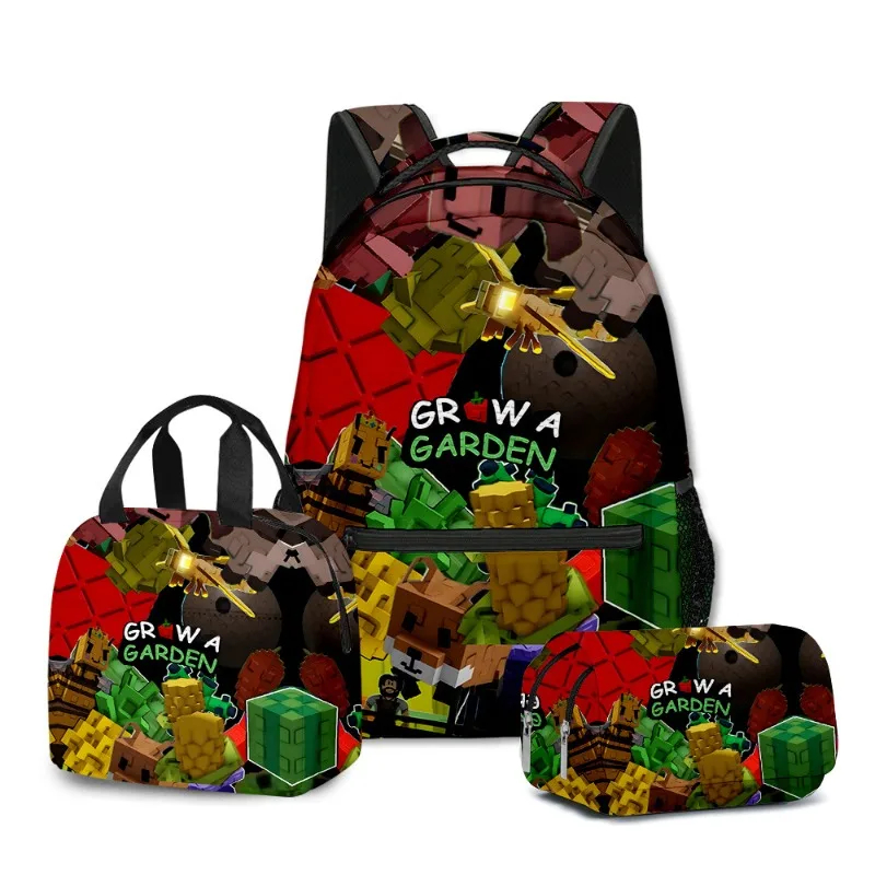 

3D Game Roblox Grow A Garden Primary and Secondary School Students Schoolbag Backpack Lunch Bag Pencil Bag School Bag 3pcs/set