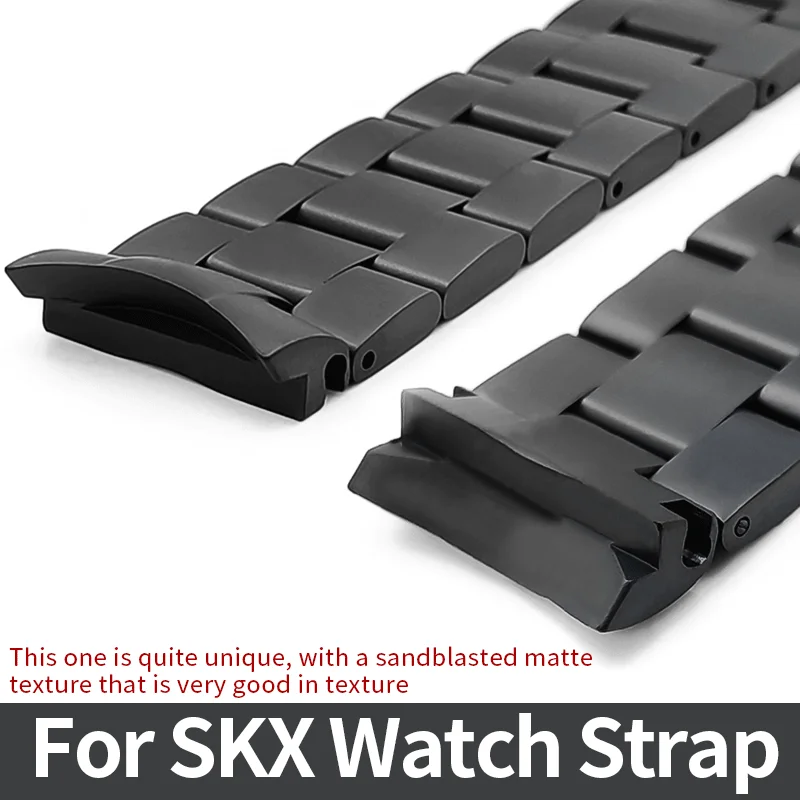 Matte Black Stainless Steelt For SKX007 Three-Piece links 22mm Watch Strap Curved Solid End Links Watch Band Accessories