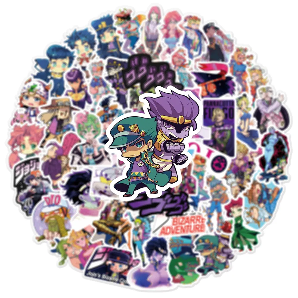 50/100Pcs Jojo Bizarre Adventure Cartoon Stickers Anime Decals for Skateboard Scrapbook Car Laptop Decoration Sticker Toys