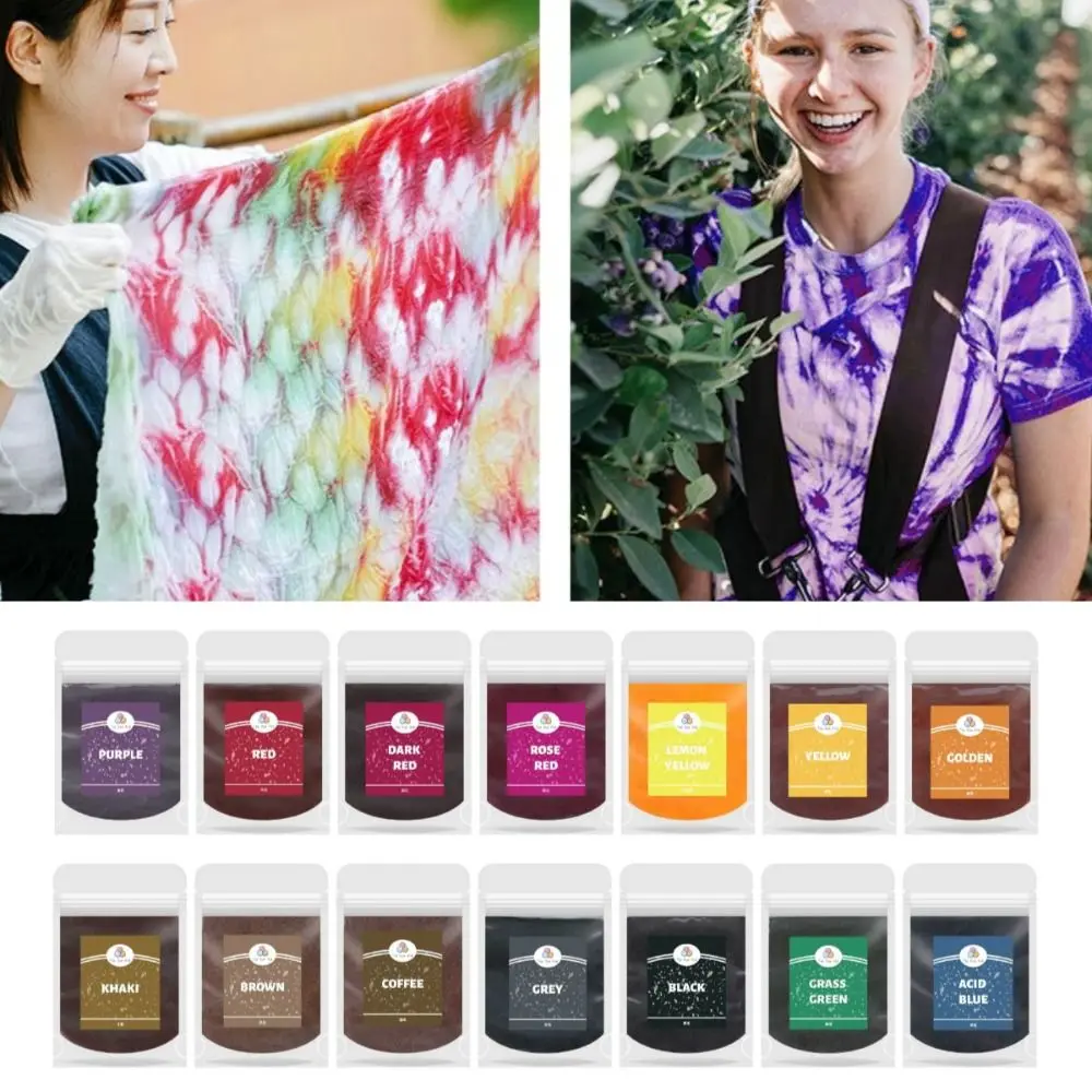 10g Bag Fabric Tie Dye Powder DIY Handmade Cotton Linen Canvas Fabric Dye Powder Multifunctional Pigment Tie-Dye Supplies
