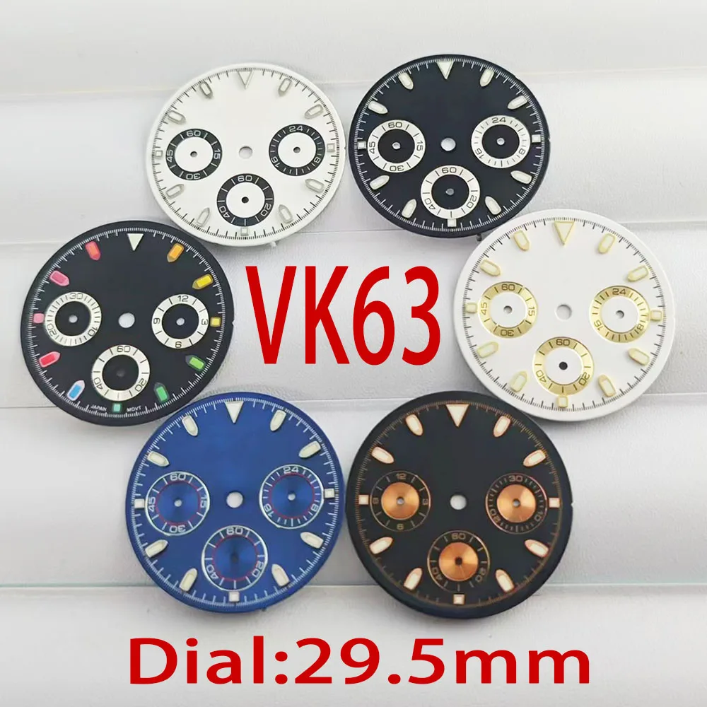 Watch 29.5mm green dim light dial The VK63 dial is a men's watch accessory for VK63 automatic movement cases with a strap