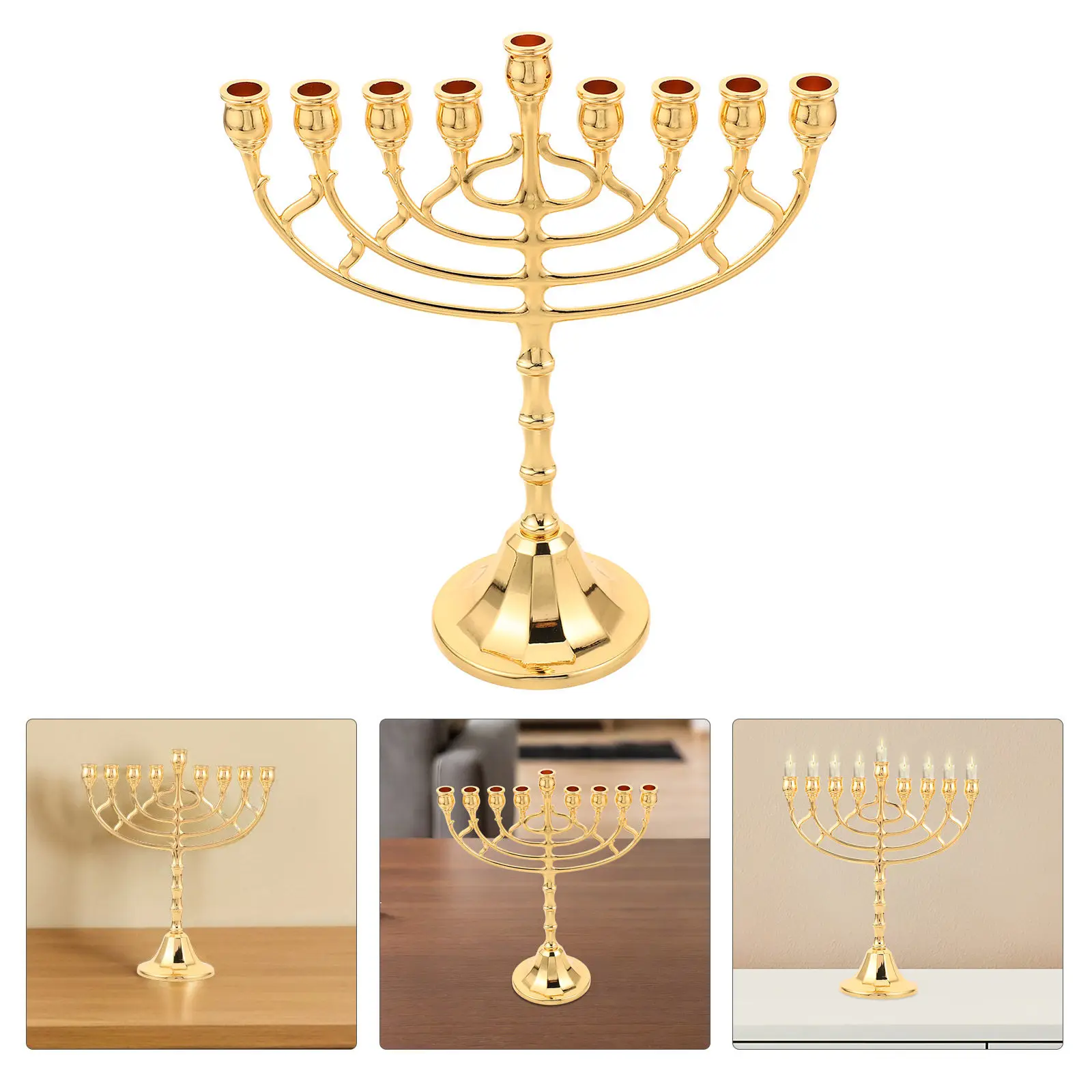 Hanukkah Menorah 9 Branch Holder Jewish Candlestick Decorative Chanukah Stand Jewish Festival Home Decoration
