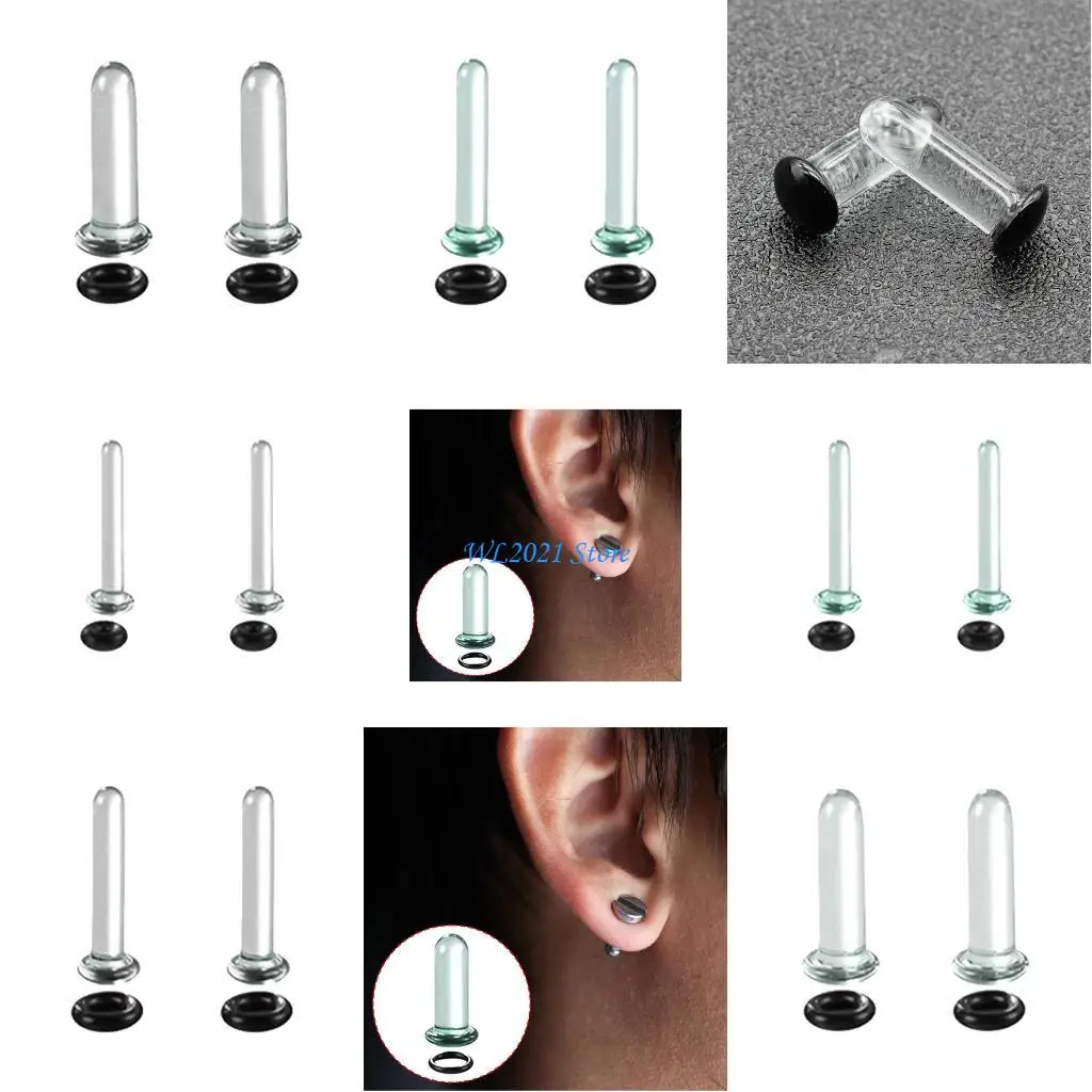 

G5GC Sturdy Glass Ear Stretching Set Plugs for Ears Gauges with Single Expander Jewelry for Body Piercing Enthusiasts