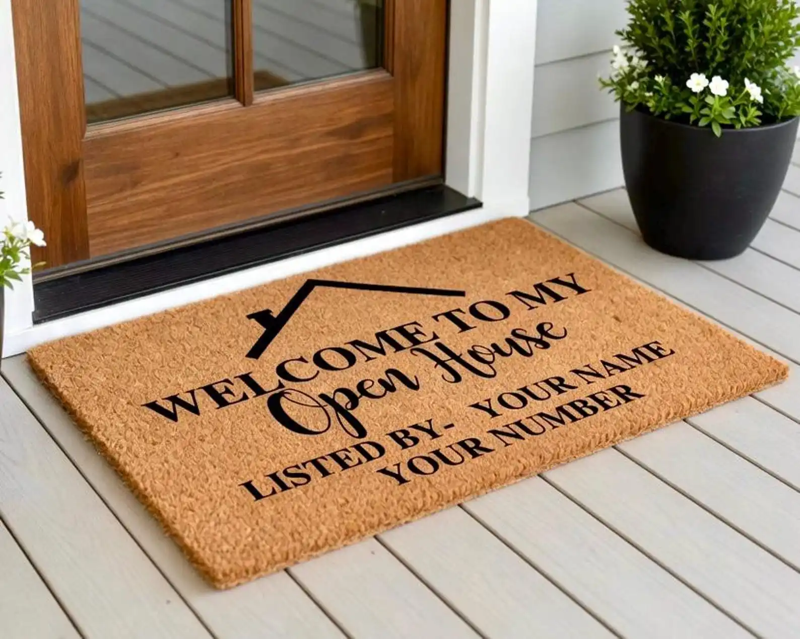 

Open House Doormat Custom Coir Realtor Mat Add Your Name Words Phone Number Door Rugs Personalized Doormat Realtor Present