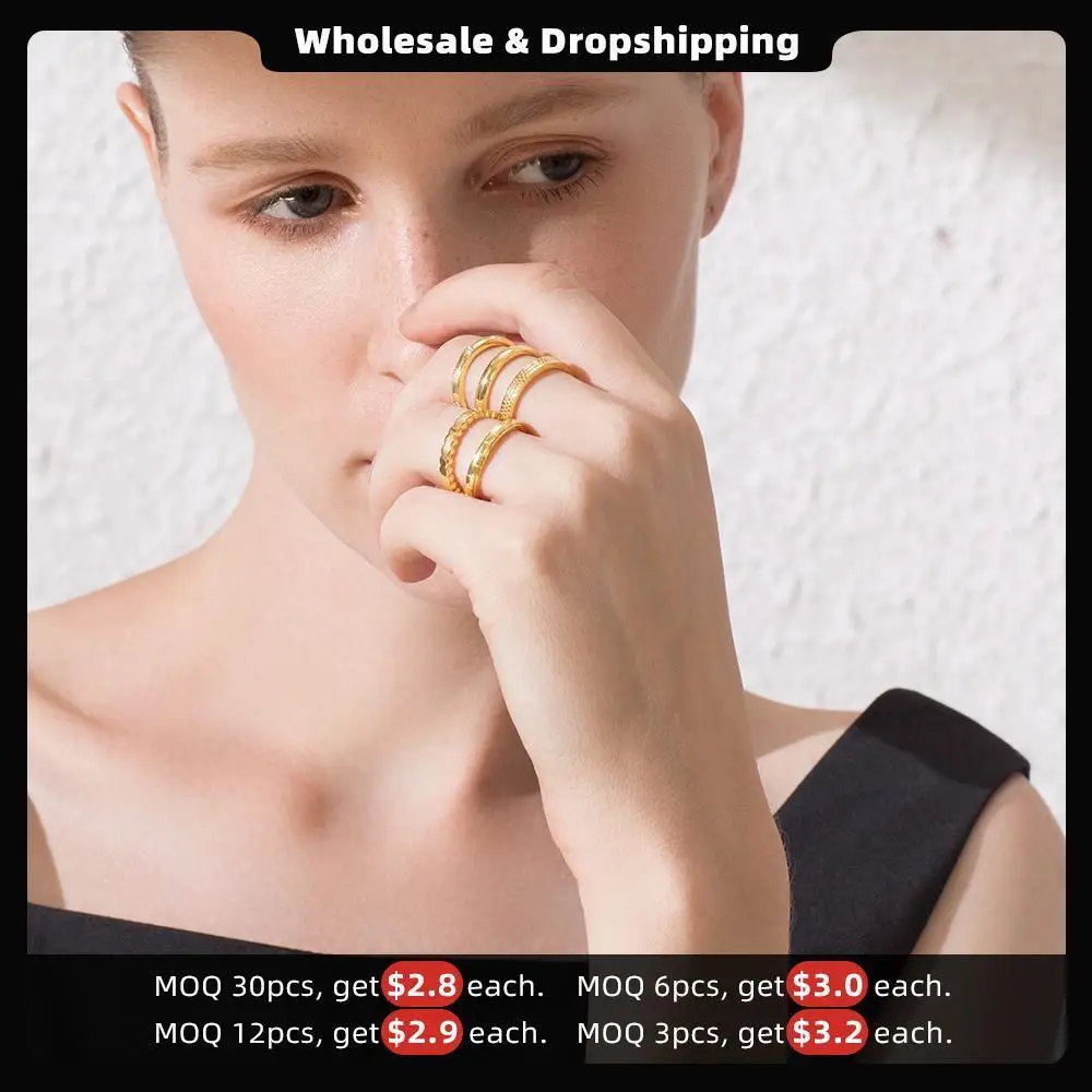 ENFASHION Multilayer Rings For Women Stainless Steel Gold Color Stack Finger Ring Fashion Jewelry Wholesale Anillos Mujer R4011