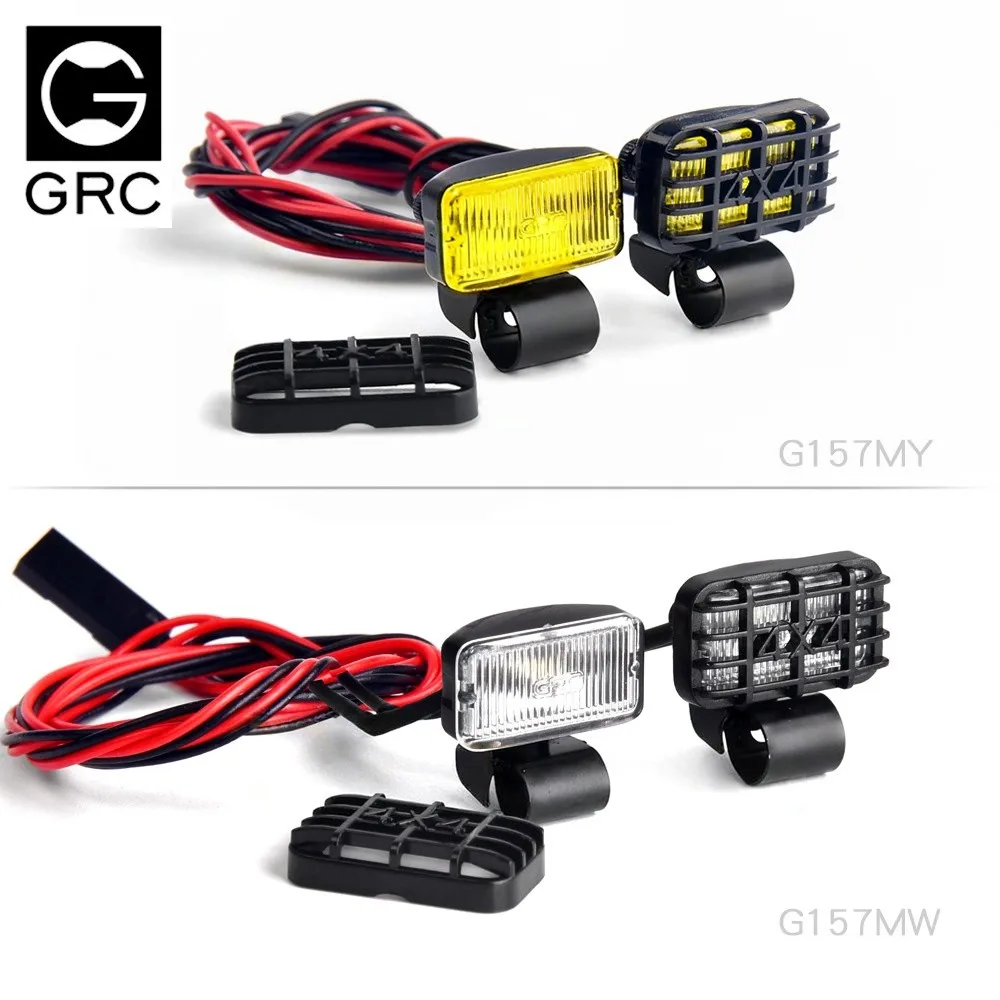 1 Pair Metal RC Car Spotlight 17mm 1/10 1/8 Simulation Searchlight with Light Cover Rectangular for TRX-4 TRX-6 SCX10