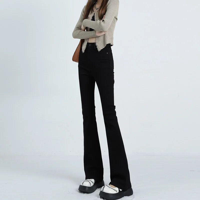 

Fashion High Waist Flared Jeans Women's Elastic Comfortable Straight Leg Long Pants Casual Style Spring New Arrivals