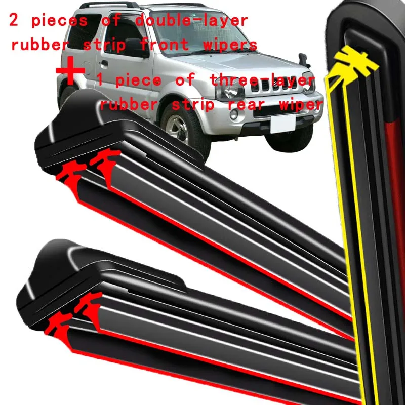 

For Suzuki Jimny MK3 1998-2018 1999 2000 2001 Wiper Front & Rear Wiper Blades Windshield Windscreen Window Brushes 18"+16"+11"