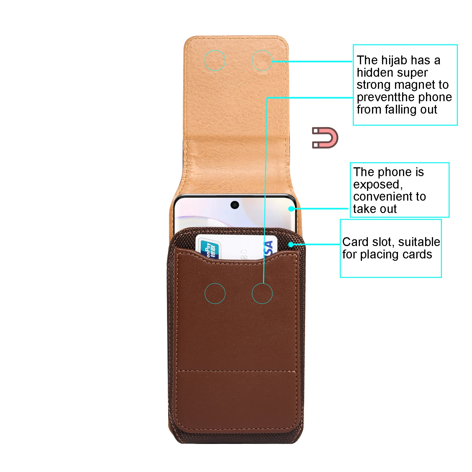 Etui na telefon ze skóry bydlęcej Męska torba na talię do Samsung Galaxy A05s A14 A24 A34 A54 A13 A23 A33 A53 A12 A32 A52 Etui na kaburę — zdjęcie produktu 2