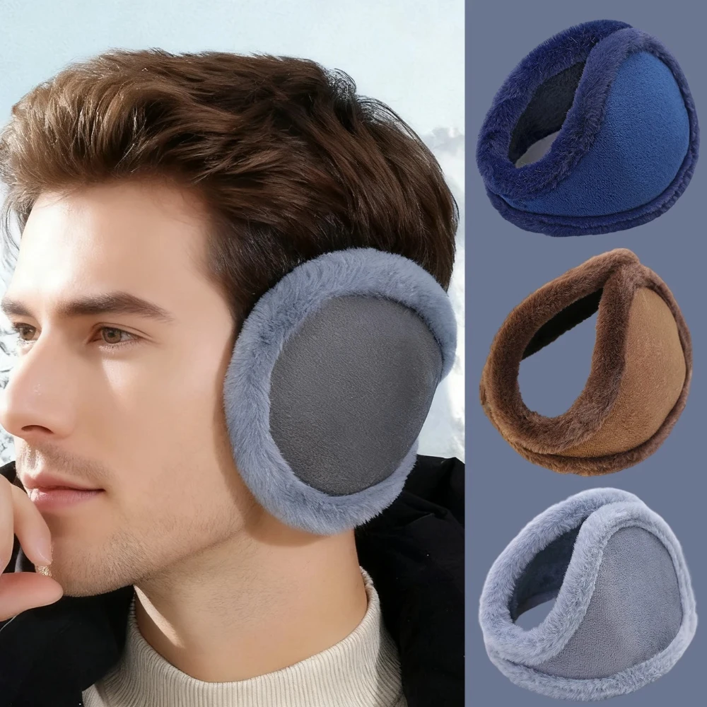1 orejeras de invierno para hombre, calentadores de orejas, estilo de uso trasero, cubierta de oreja antifrío de felpa para deportes al aire libre, orejeras, accesorios de invierno