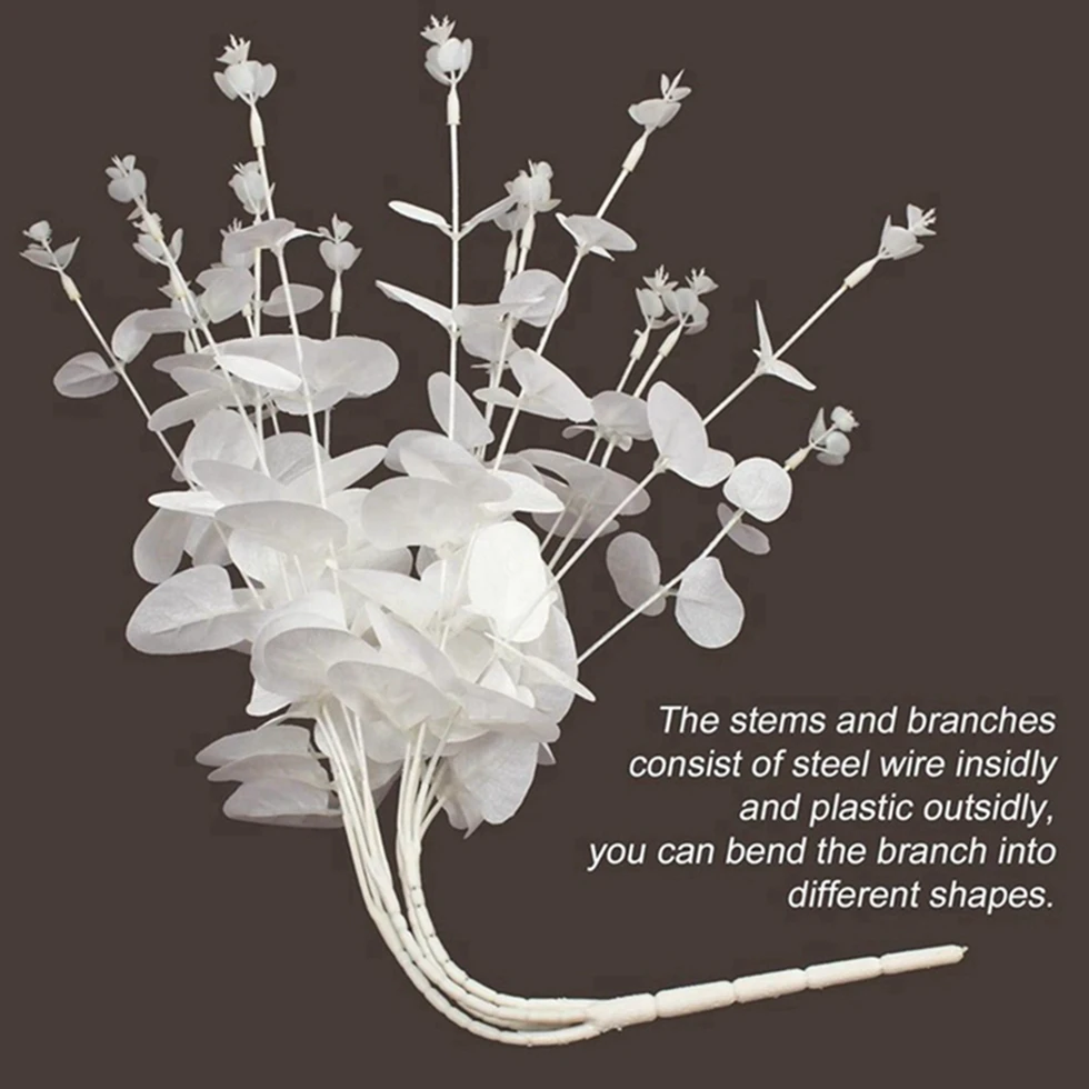 Artificial Plants White Eucalyptus Leaves Festival Home Vases Outdoor Garden Bonsai Wedding Wreath Diy Gift Box Decor Scrapbooks