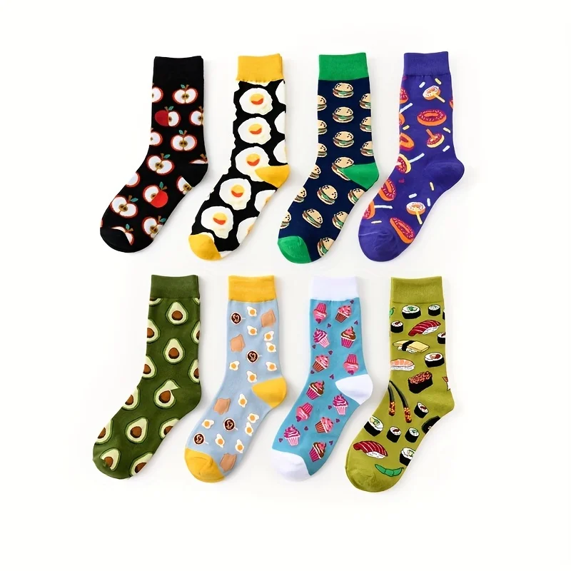 1 pair of food series creative avocado printed pattern medium tube socks for men  trendy socks for couples  socks men socks