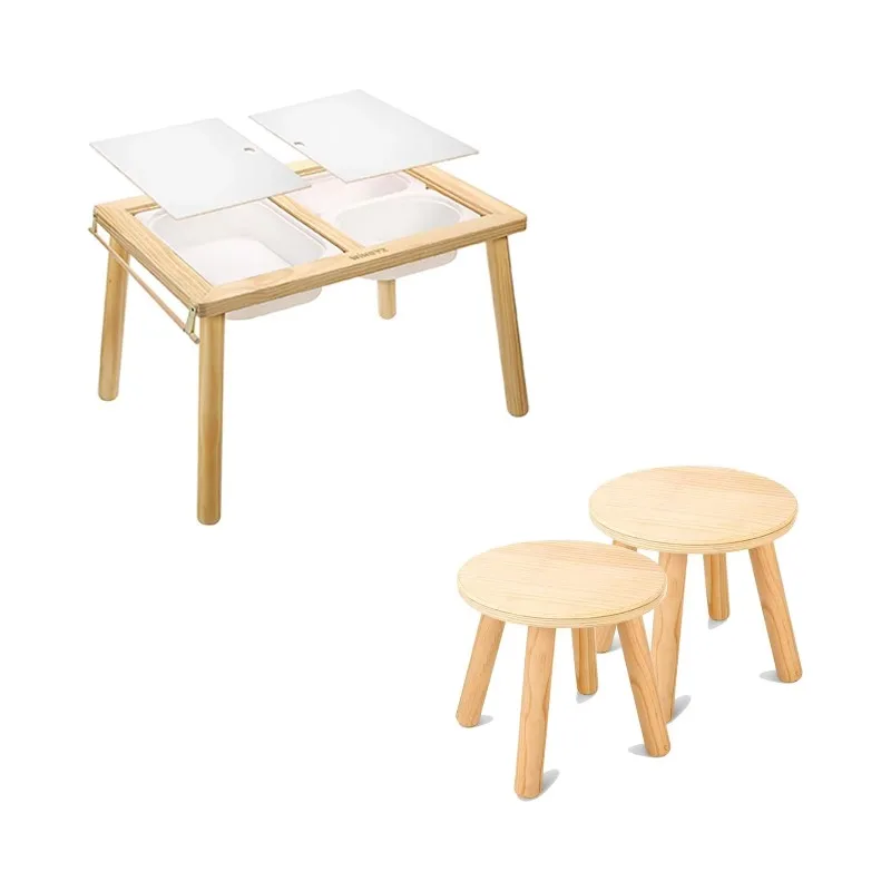 【Best-selling】Safety-Features Kids Sensory Table Double-Side Board Toddler Play Desk Paper Roll Stick 2 Storage Bin Indoor Outdo
