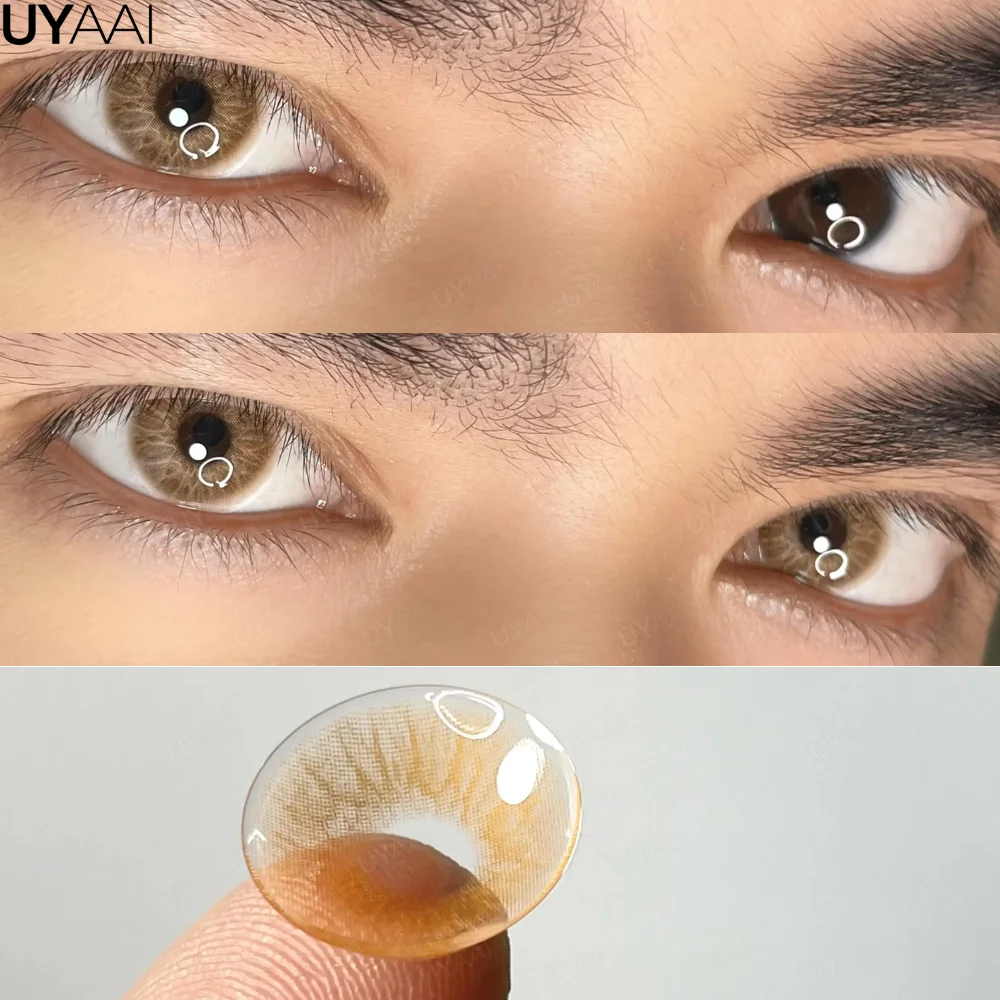 UYAAI 1 Pair Blue Colored Lenses Beauty Green Eye Color Lenses Gray Lenses Korean Lenses Natual Brown Lens Makeup Green Lens