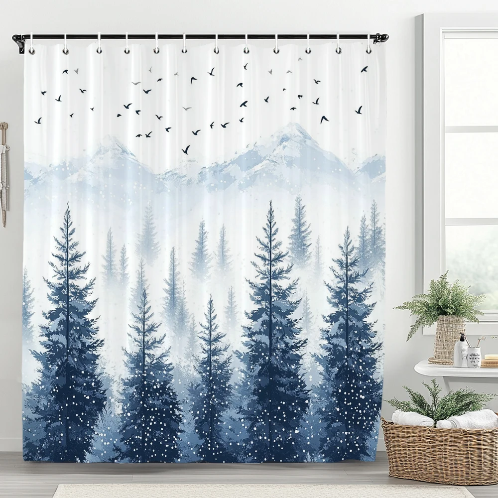 1pc Flamingo Shower Curtain Tropical plant Flower and Bird Bathroom Contain Decoration Printed Polyester Fabric Contain 12 Hooks