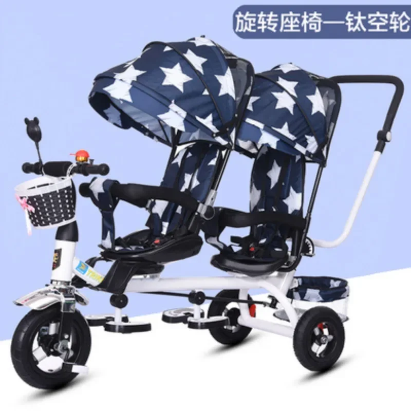 Triciclo para niños, carrito doble, bicicleta para bebé