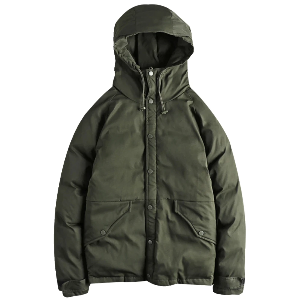 Nueva chaqueta Parka acolchada de carga con relleno de plumón de pato Retro americano de invierno con capucha Amekaji para hombre gabardina gruesa de gran tamaño a la moda