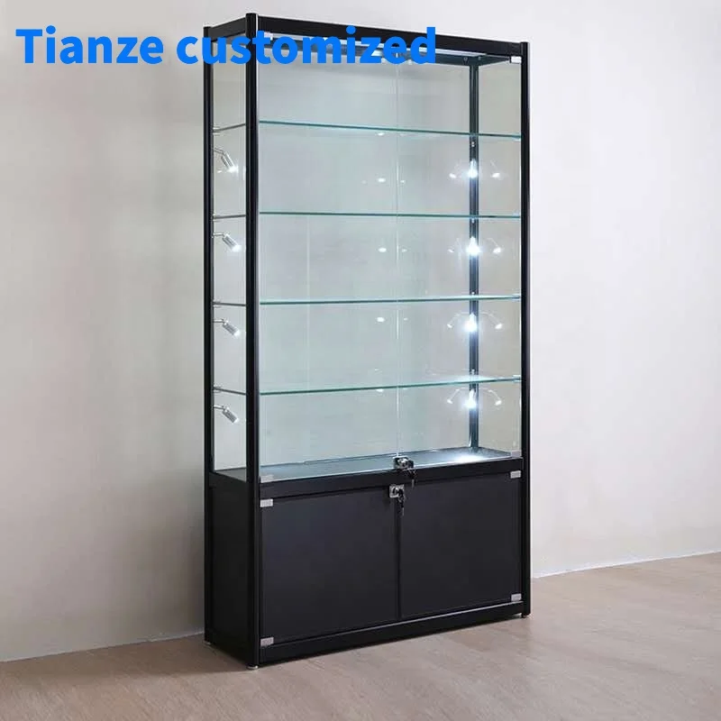 (Customized) China Factory Made Fashion Jewellery Accessories Aluminum Wall Glass Cabinet Jewelry Display Jewelry Showcases