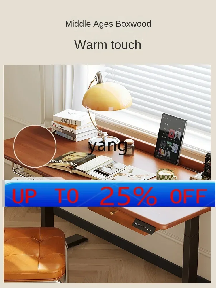 

LMM Solid Wood Electric Lifting Desk Middle-Ancient Home Computer Office Workbench