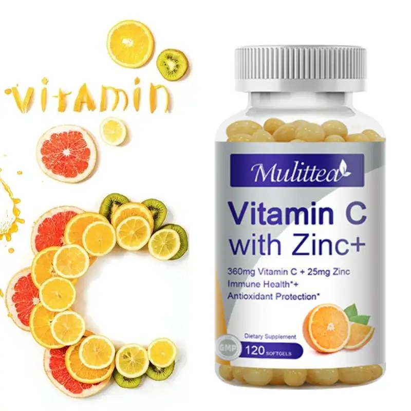 

Mulittea Vitamin C and Zinc Supplement 120 Capsules-360mg Vitamin C with Zinc 25 mg Powerful Antioxidant Supplements for Adults