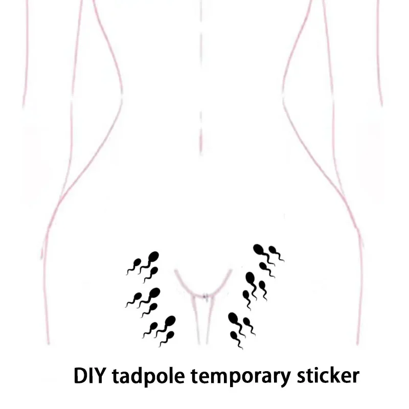 Black tadpole tattoo with sexy patterns on chest, abdomen, and legs, temporary tattoo, waterproof and sweat proof trend