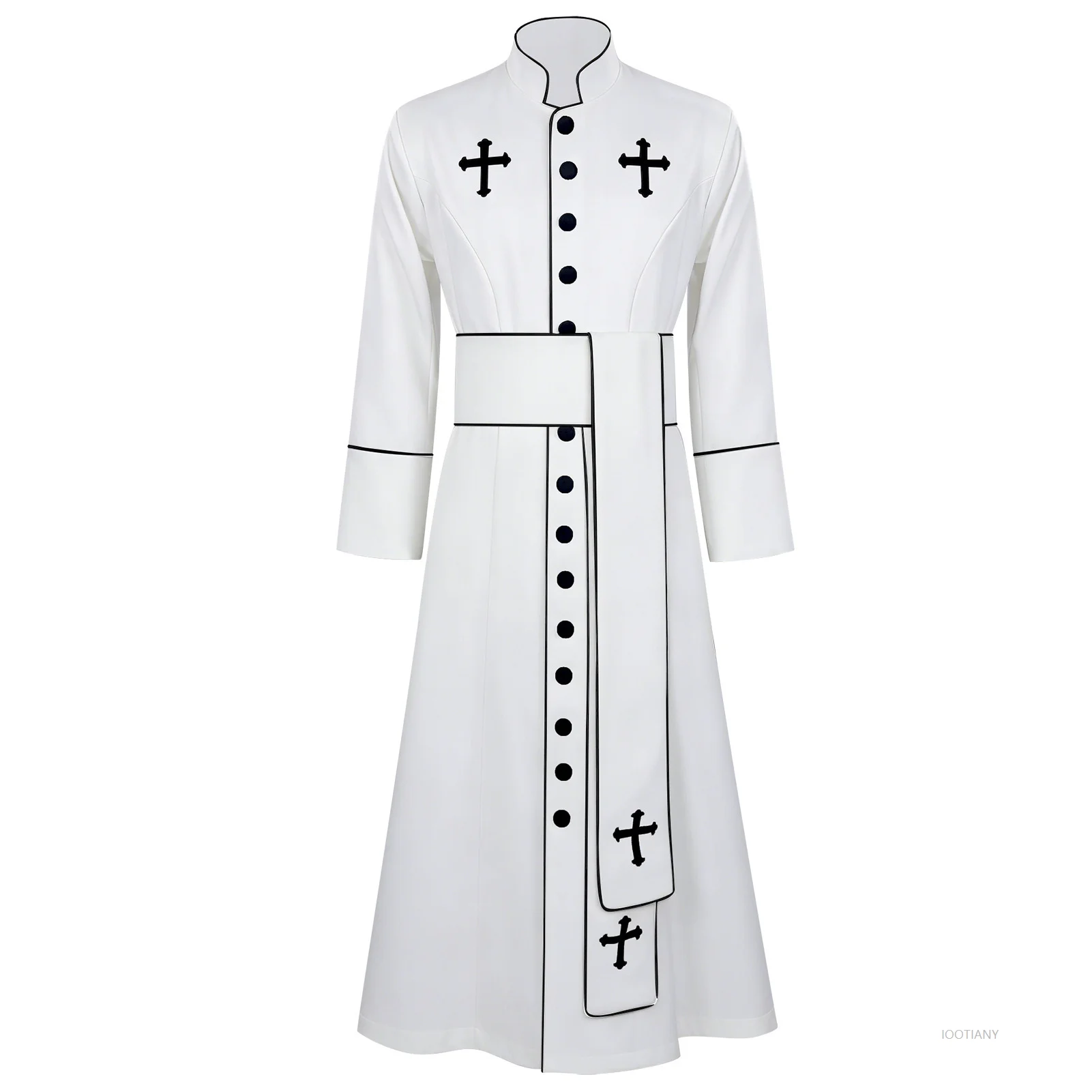 الكبار أسود أبيض نوبل الكاهن زي الرجال القس الديني الأب رداء هالوين بوريم حفلة ماردي غرا فستان تنكري فاخر