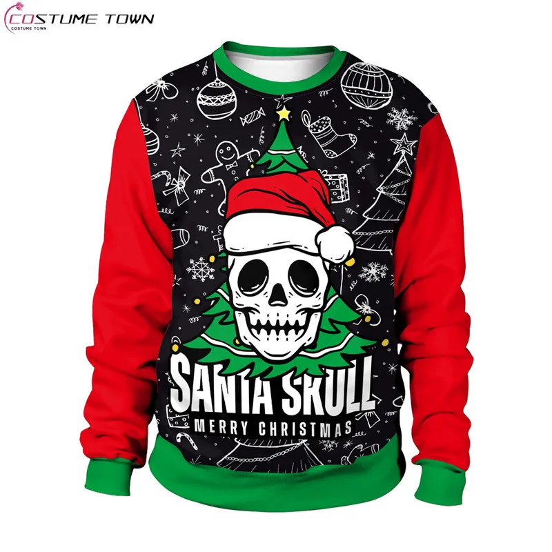 

European and American style Christmas Halloween New unisex round neck fashionable printed top