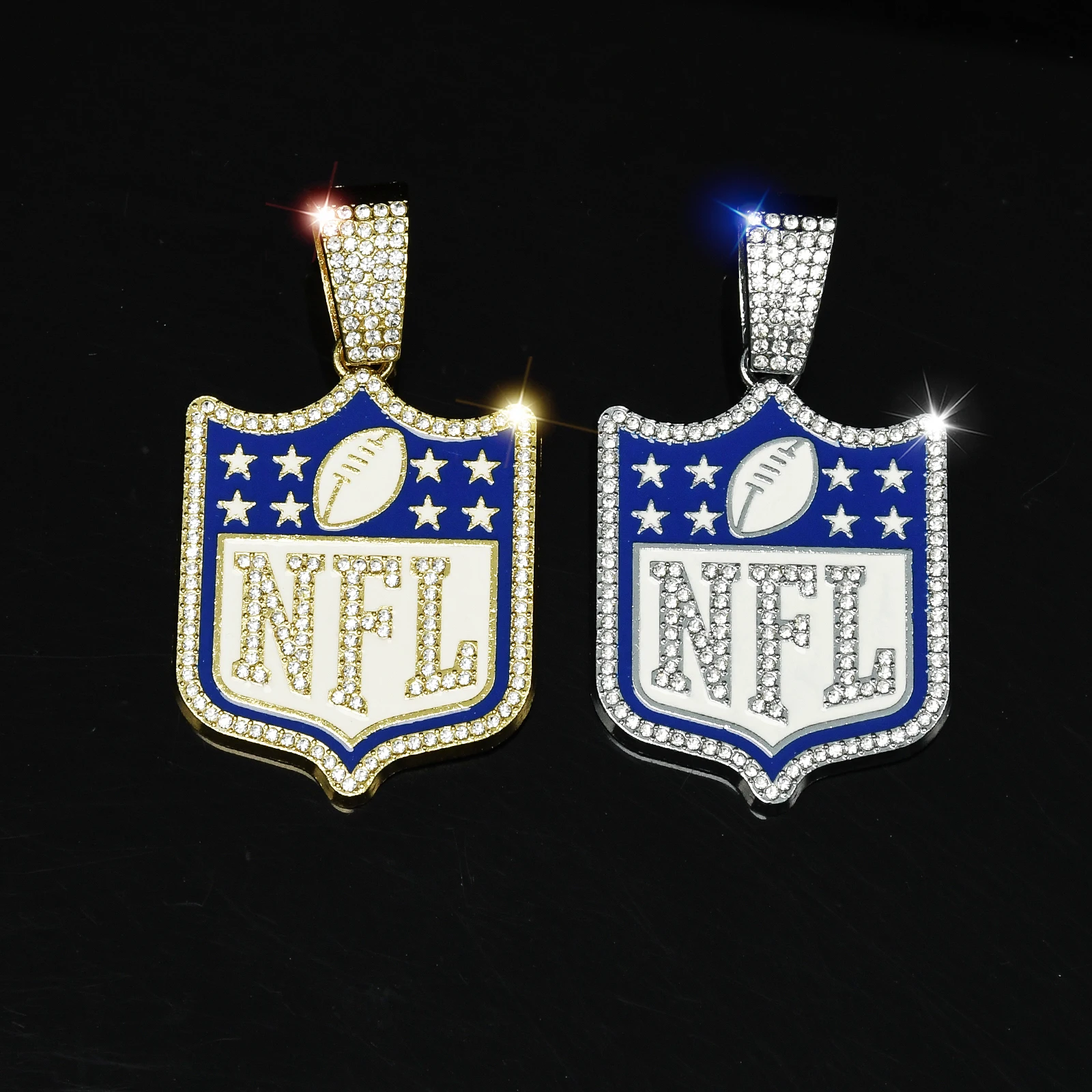 New Style Sport Pendant Letter NFL White Blue Drop Oil Logo Design High Fashion for Mens