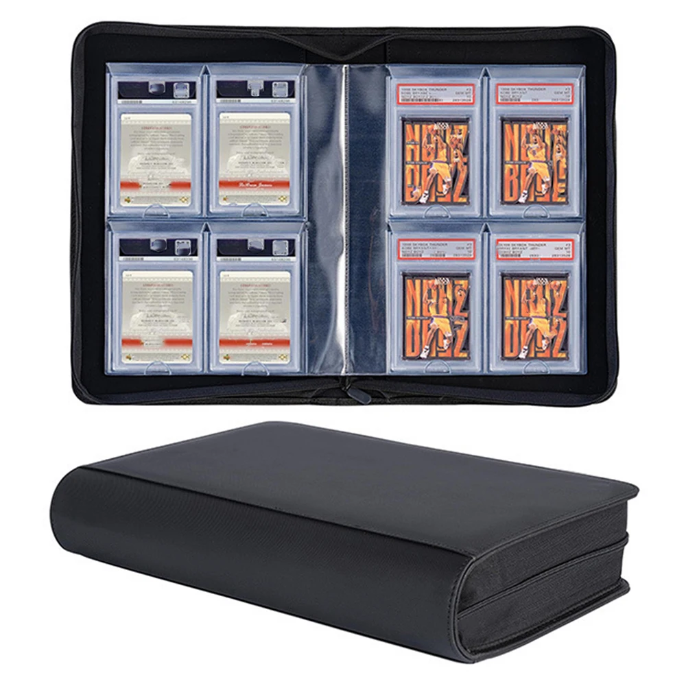 Classeur pour cartes gradées pouvant contenir 40 plaquettes PSA, classeur à fermeture éclair pour plaquettes de taille PSA, album de rangement pour cartes à collectionner avec 10x4 pochettes