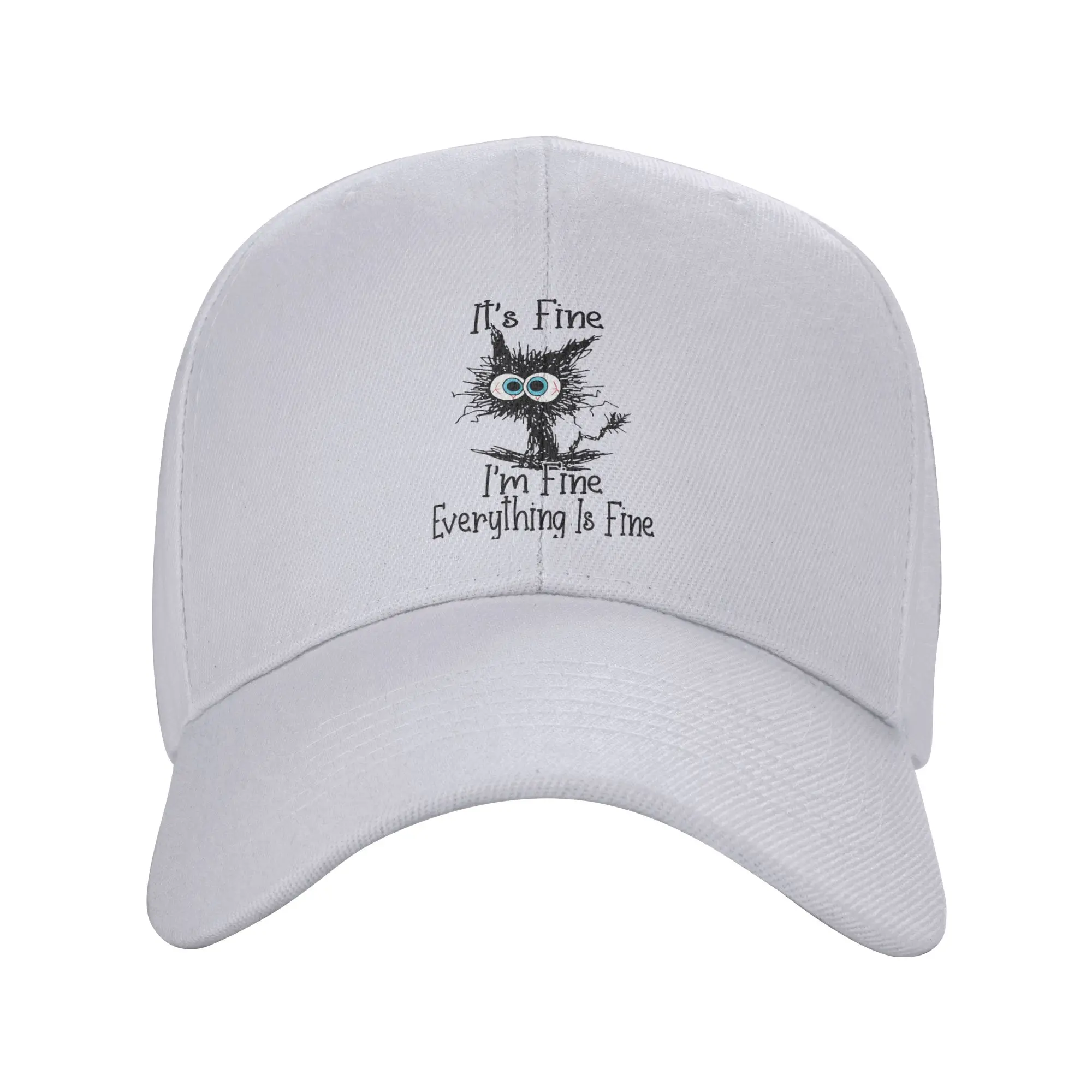 Fashion It s Fine I m Fine Everything Is Fine Funny cat Curved Brim Baseball Cap Mountaineering Sun Visor Hat